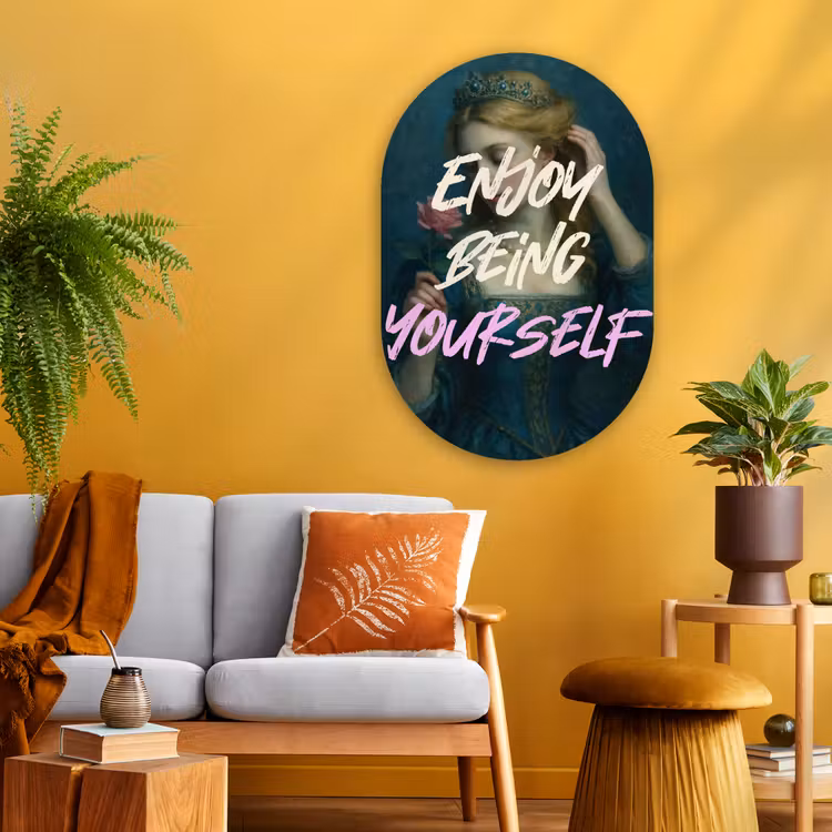 Muurovaal - Glas - Vrouw - Roos - Quote — 3
