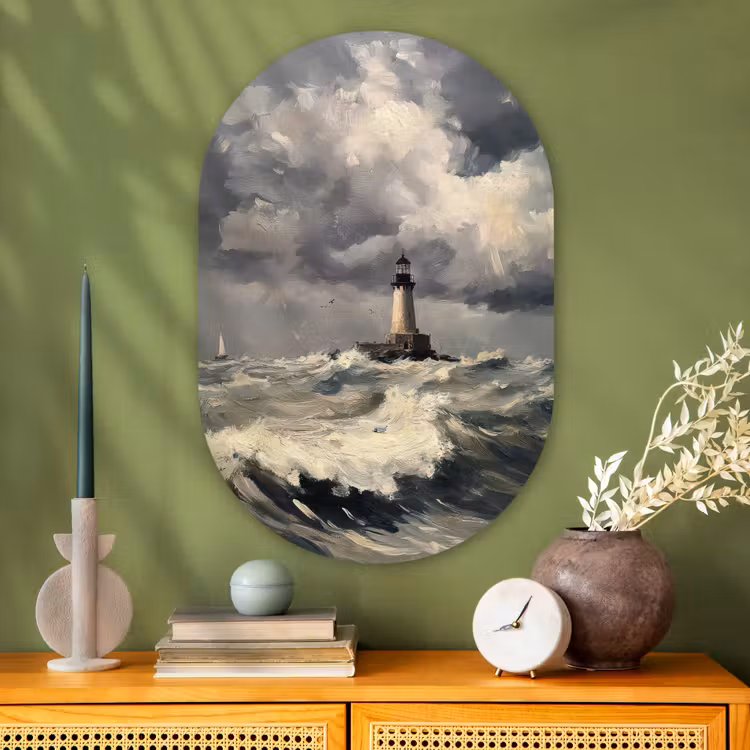 Muurovaal - Glas - Vuurtoren - Golven - Storm — 2