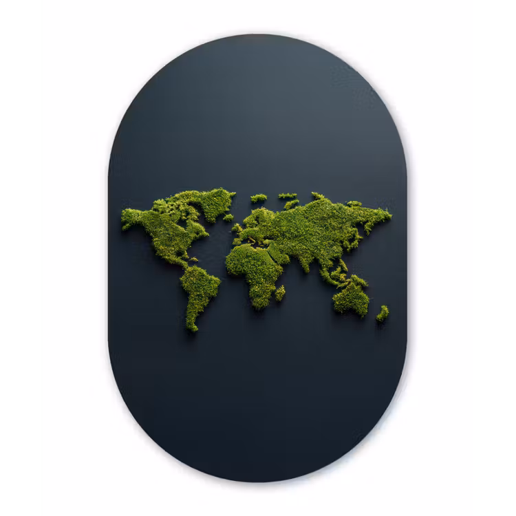 Muurovaal - Glas - Wereldkaart - Mos -Levendig effect — 1