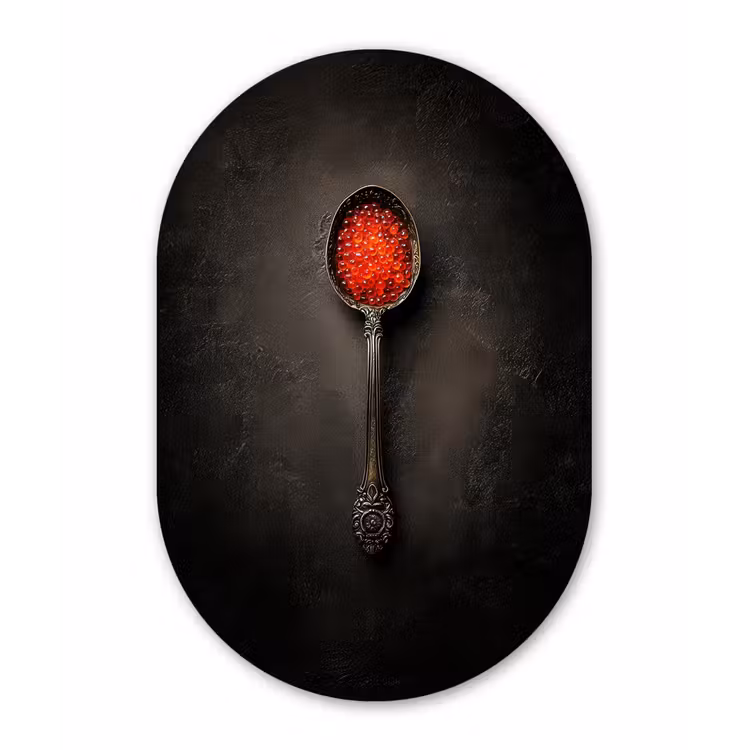 Muurovaal - Glas - Zwart - Lepel - Caviar — 1