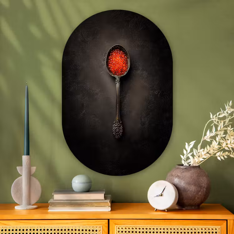 Muurovaal - Glas - Zwart - Lepel - Caviar — 2