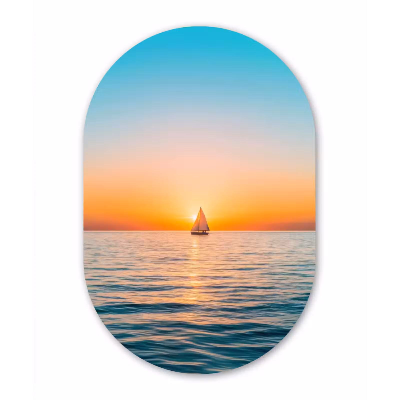 Muurovaal - Glas - Zee - Zeilboot - Zonsondergang — 1
