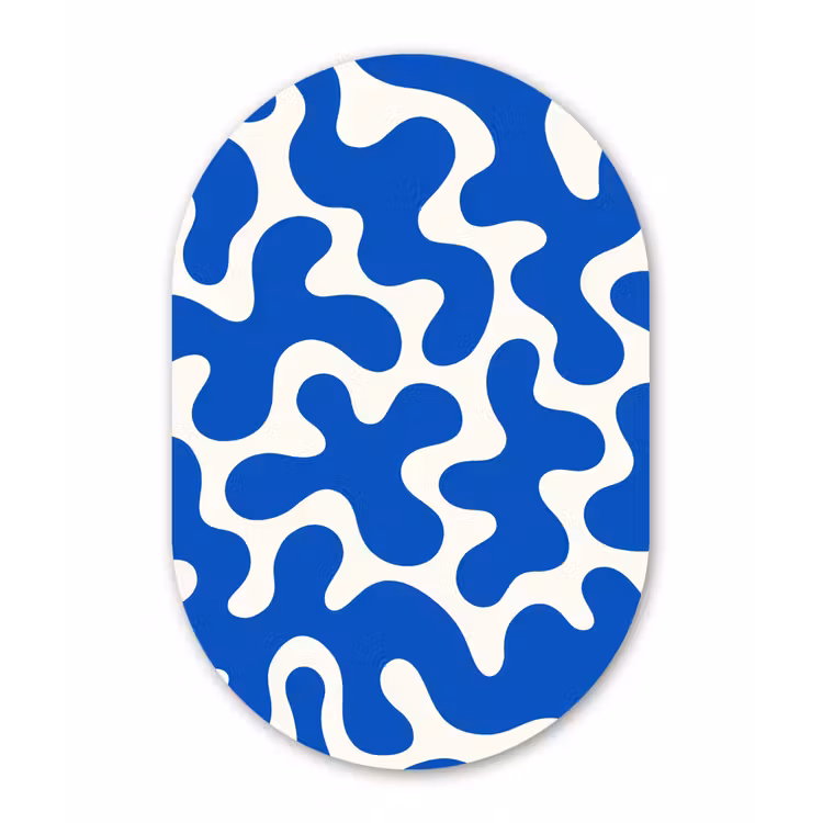 Muurovaal - Glas - Vormen - Abstract - Blauw - Golven — 1
