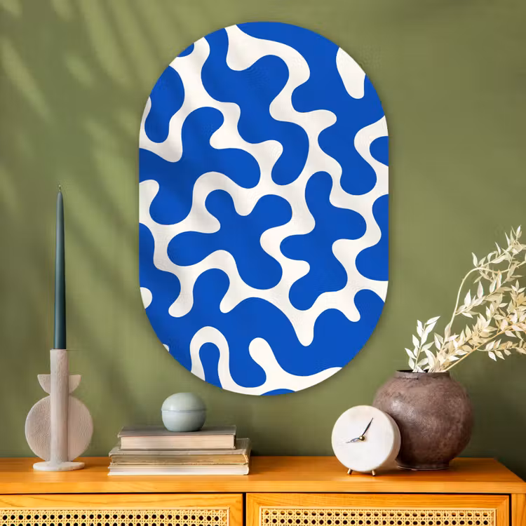 Muurovaal - Glas - Vormen - Abstract - Blauw - Golven — 2