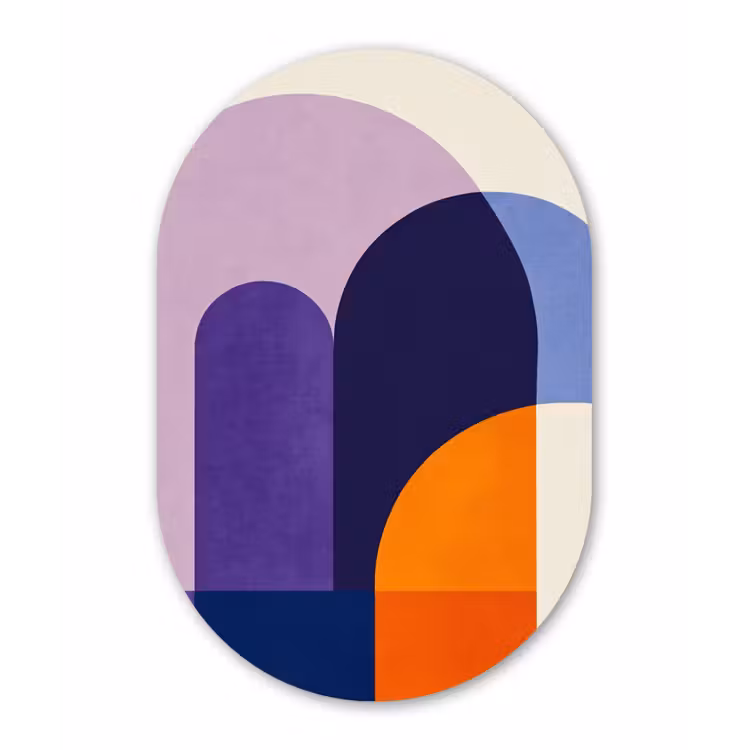 Muurovaal - Glas - Vormen - Abstract - Grafisch - Oranje — 1