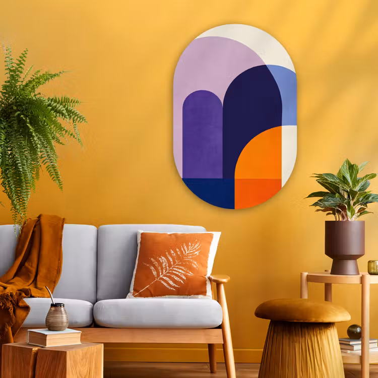 Muurovaal - Glas - Vormen - Abstract - Grafisch - Oranje — 3