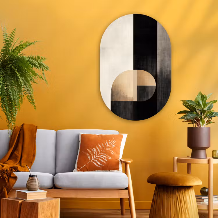 Muurovaal - Glas - Vormen - Modern - Zwart — 3