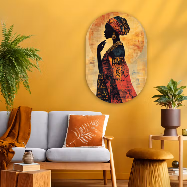 Muurovaal - Glas - Vrouw - Silhouet - Patronen - Sierlijk — 3