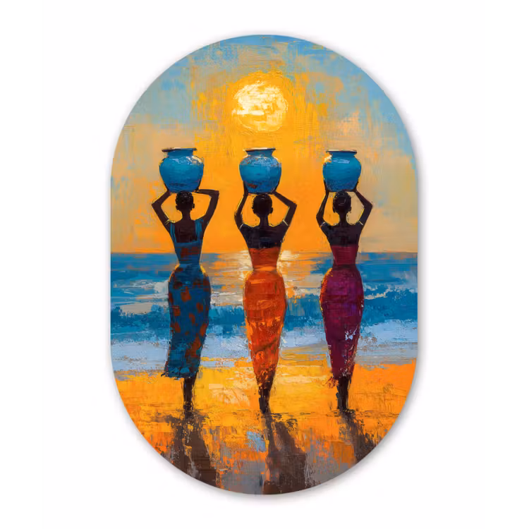 Muurovaal - Glas - Vrouwen - Strand - Zondsondergang — 1