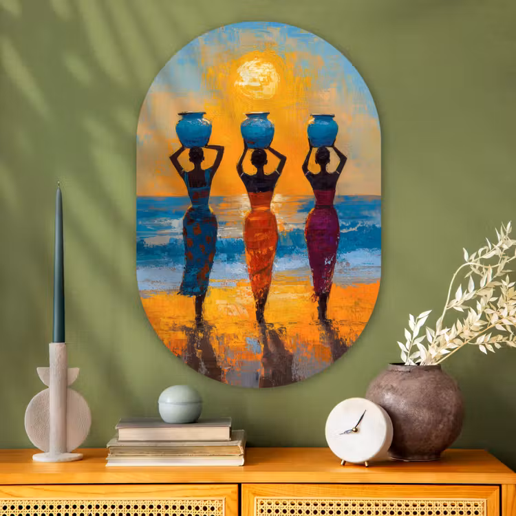 Muurovaal - Glas - Vrouwen - Strand - Zondsondergang — 2
