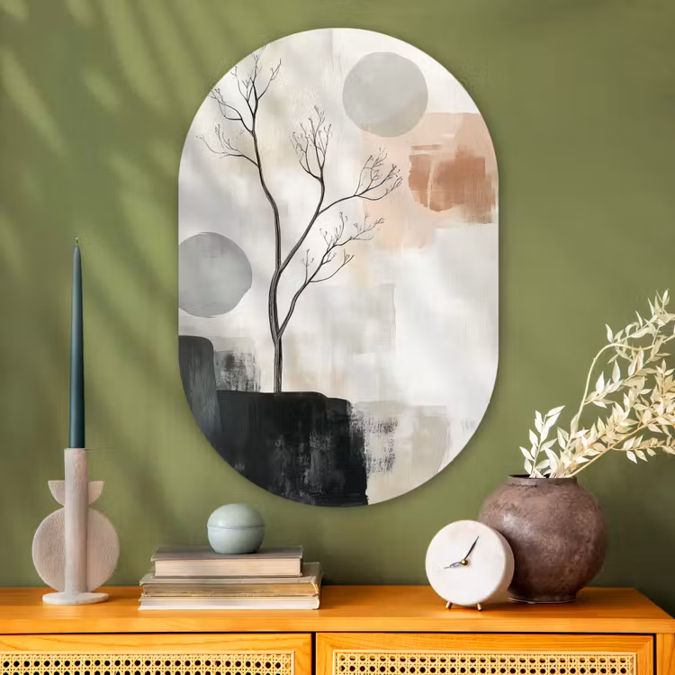 Muurovaal - Glas - Wabi sabi - Beige - Plant — 2