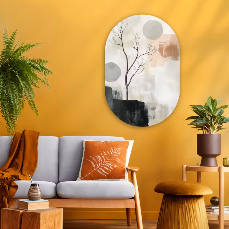 Muurovaal - Glas - Wabi sabi - Beige - Plant — 3