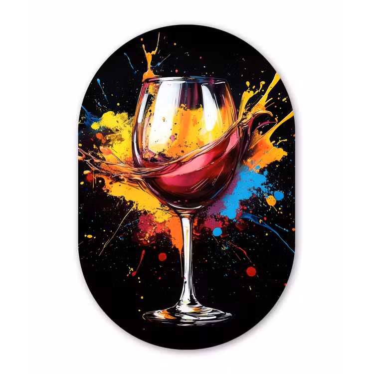 Muurovaal - Glas - Wijn - Glas - Graffiti - Borrel - Rood - Verf — 1