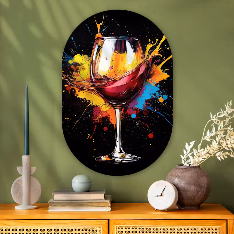 Muurovaal - Glas - Wijn - Glas - Graffiti - Borrel - Rood - Verf — 2