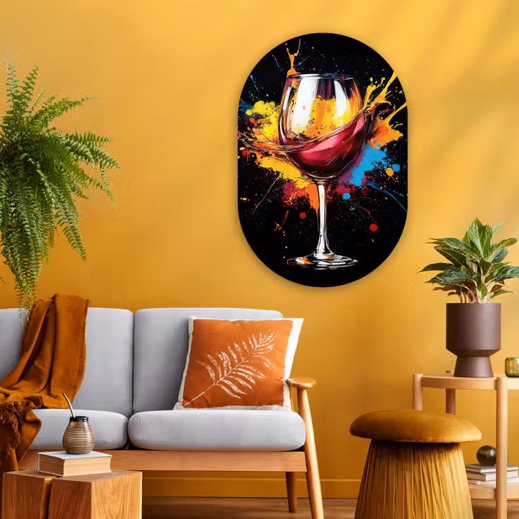Muurovaal - Glas - Wijn - Glas - Graffiti - Borrel - Rood - Verf — 3