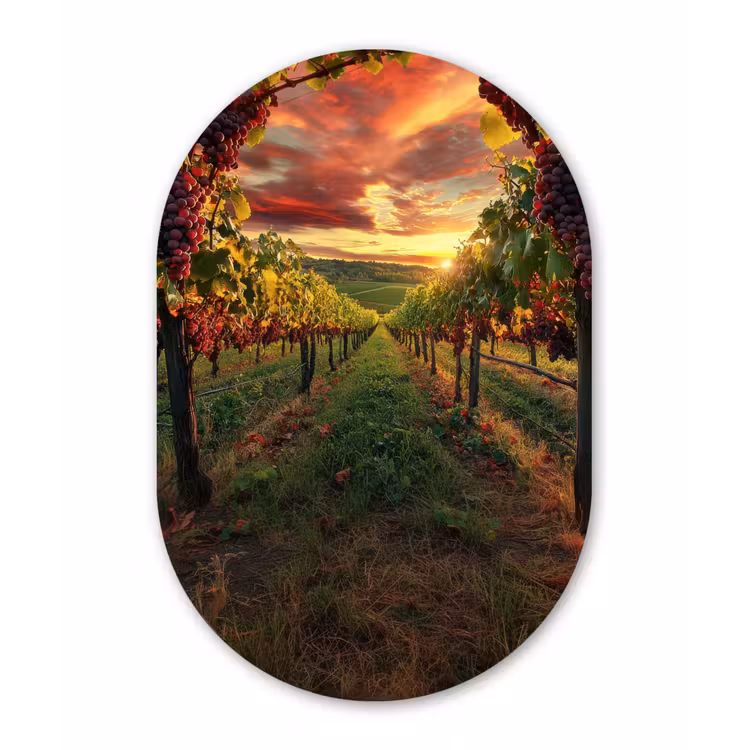 Muurovaal - Glas - Wijngaard - Druiven - Zonsondergang — 1