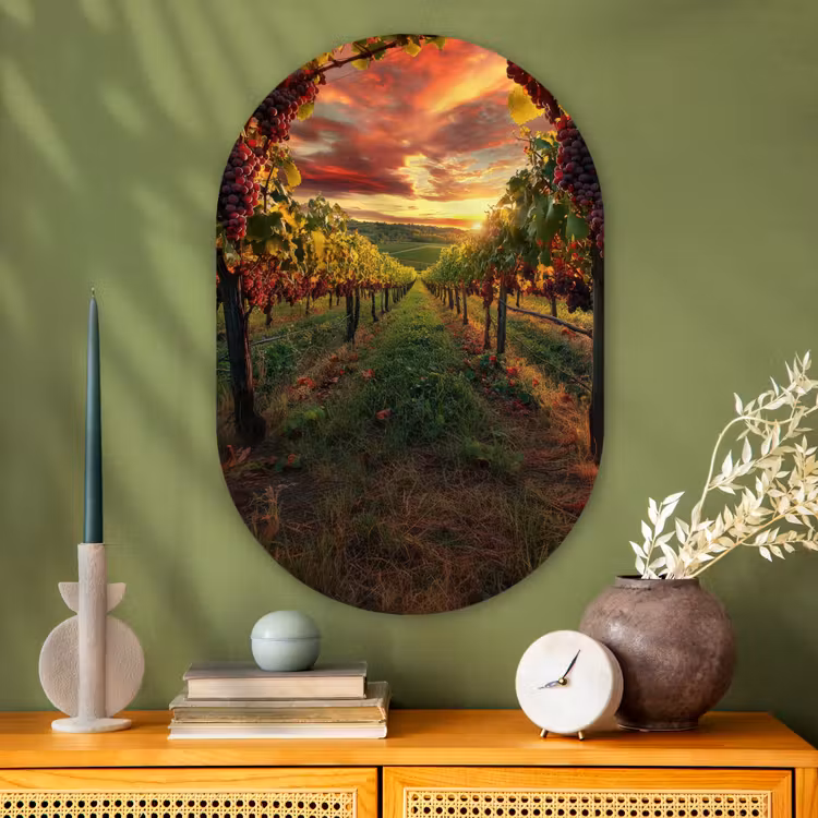 Muurovaal - Glas - Wijngaard - Druiven - Zonsondergang — 2