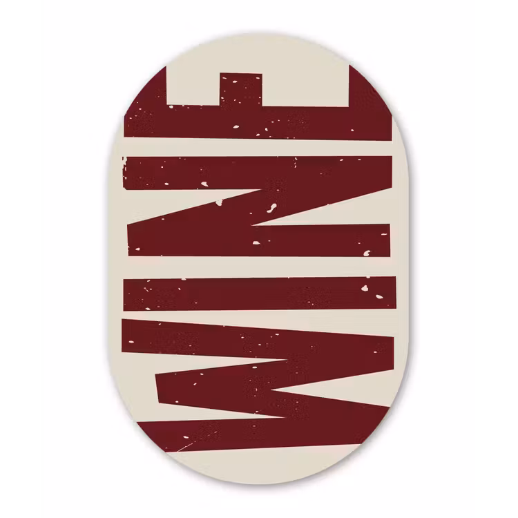 Muurovaal - Glas - Wine - Red - Decoratie - Japandi — 1