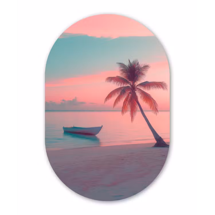 Muurovaal - Glas - Zee - Boot - Zonsondergang — 1