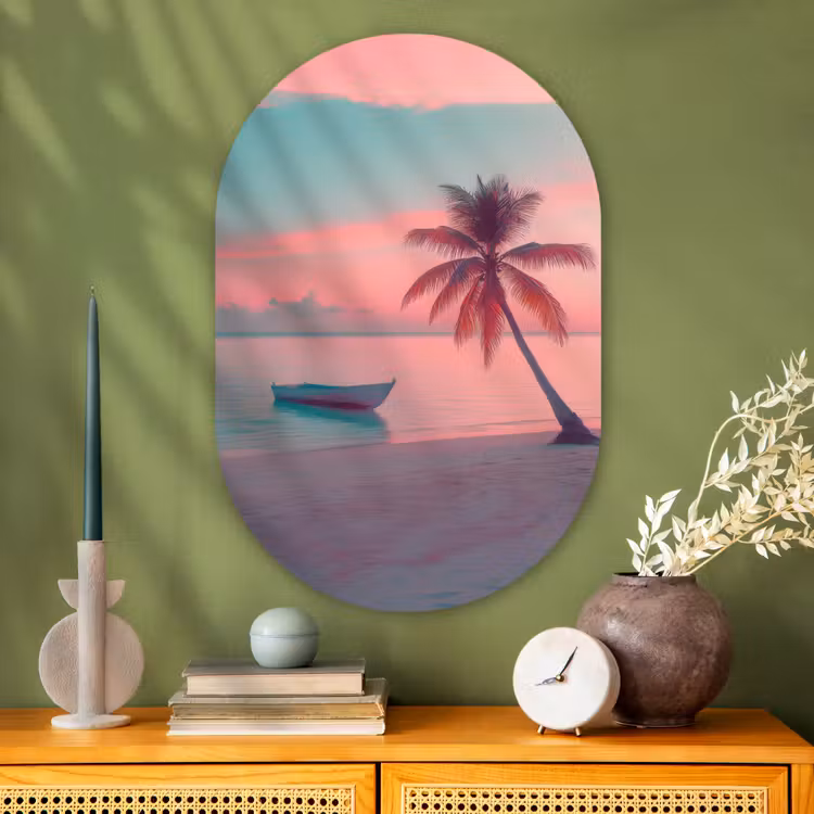 Muurovaal - Glas - Zee - Boot - Zonsondergang — 2