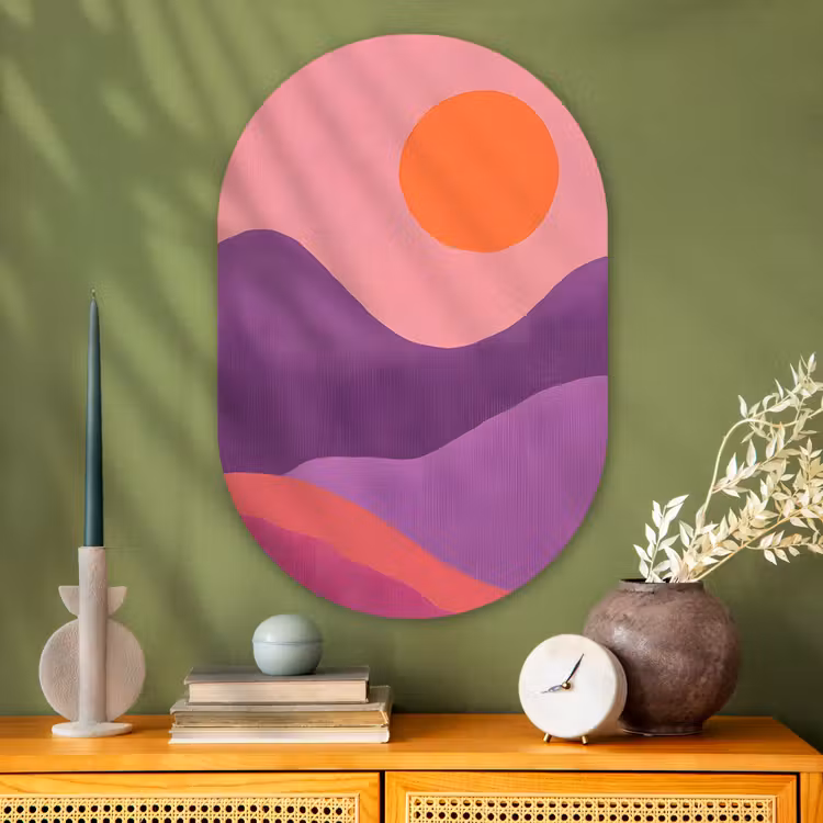 Muurovaal - Glas - Zon - Heuvels - Paars - Abstract — 2