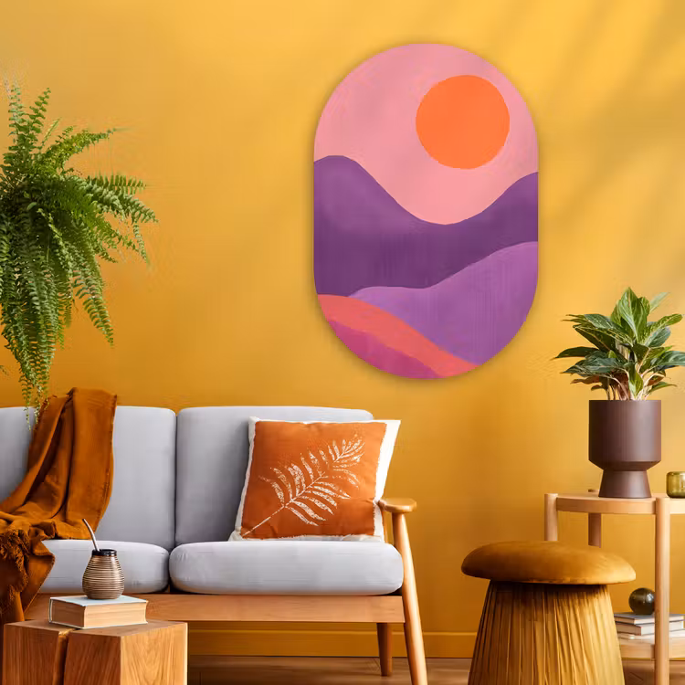 Muurovaal - Glas - Zon - Heuvels - Paars - Abstract — 3
