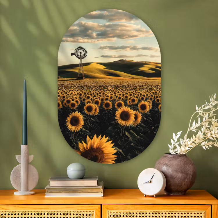 Muurovaal - Glas - Zonnebloem - Veld - Windmolen — 2
