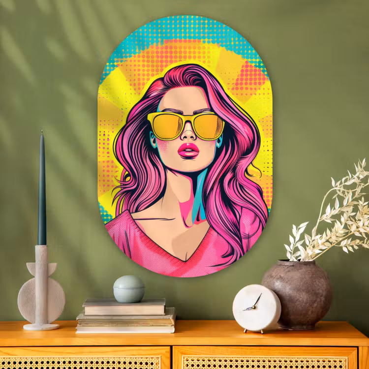 Muurovaal - Glas - Zonnebril - Vrouw - Zonnig - Geel — 2
