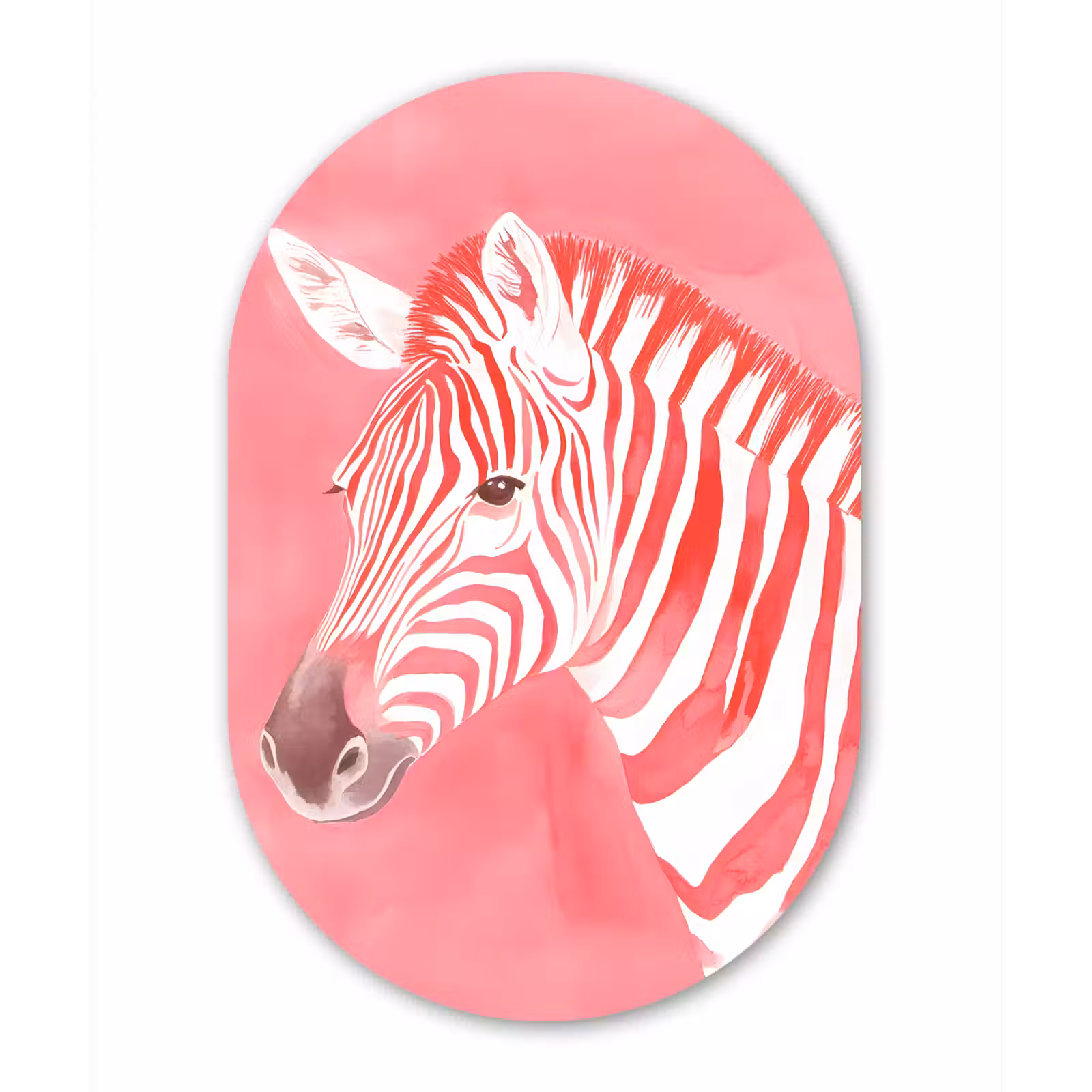 Muurovaal - Glas - Zebra - Pink - Verf — 1