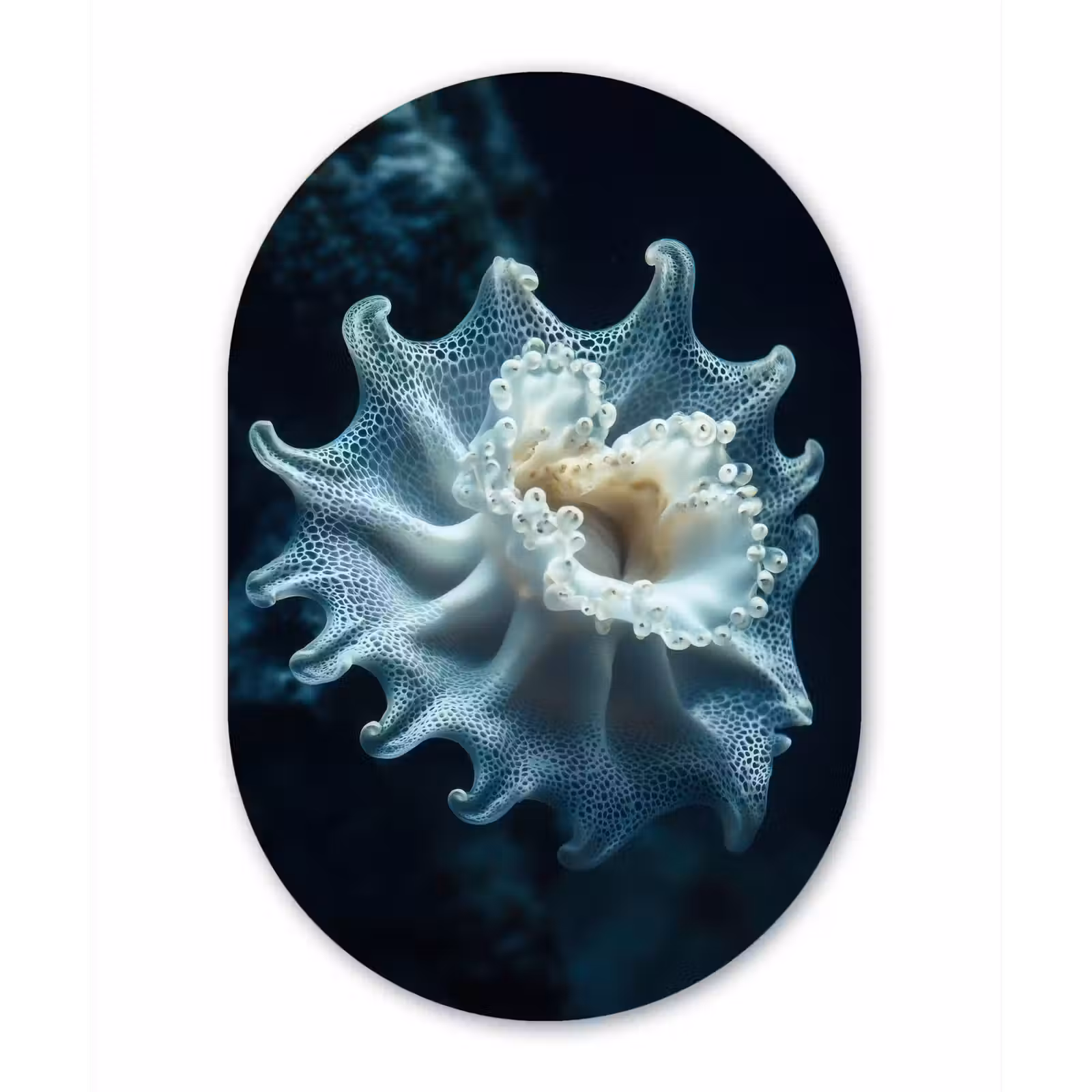 Muurovaal - Glas - Zeewezen - Wit - Golven - Water — 1