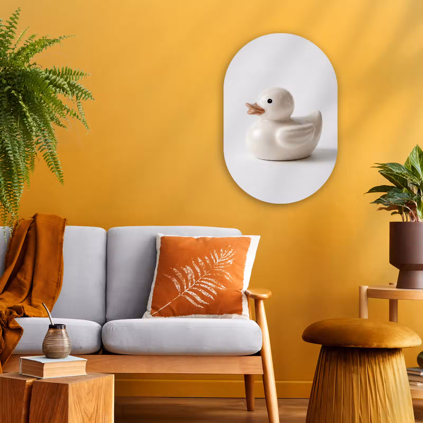 Muurovaal - Kunststof - Badeend - Minimalistisch - Wit — 1