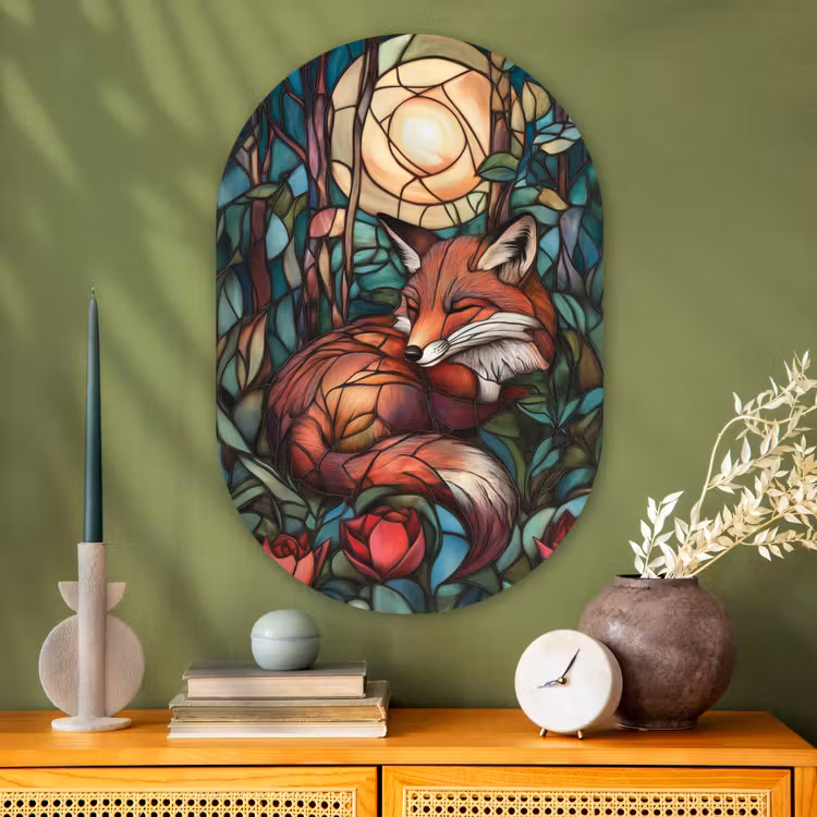 Muurovaal - Glas - Vos - Mozaïek - Bos - Maan — 2