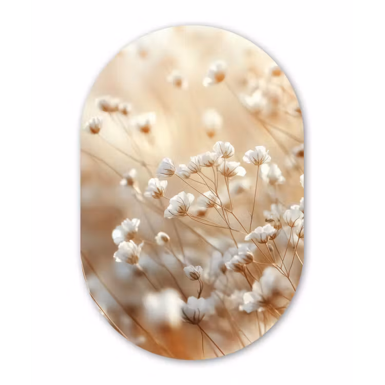 Muurovaal - Glas - Wilde - Bloemen - Wit — 1