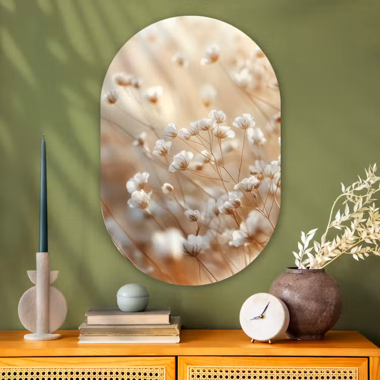 Muurovaal - Glas - Wilde - Bloemen - Wit — 2