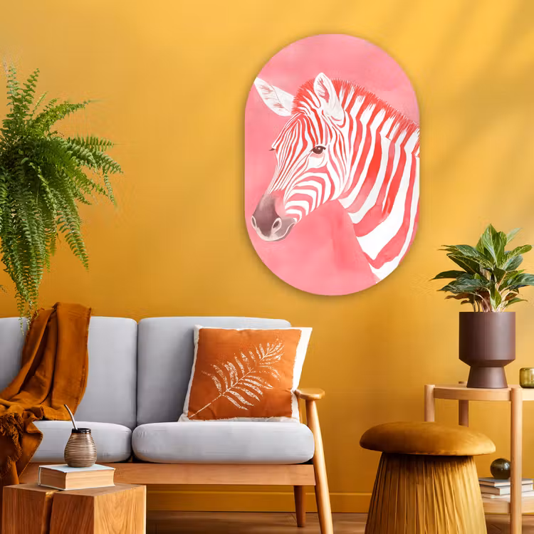 Muurovaal - Glas - Zebra - Pink - Verf — 3