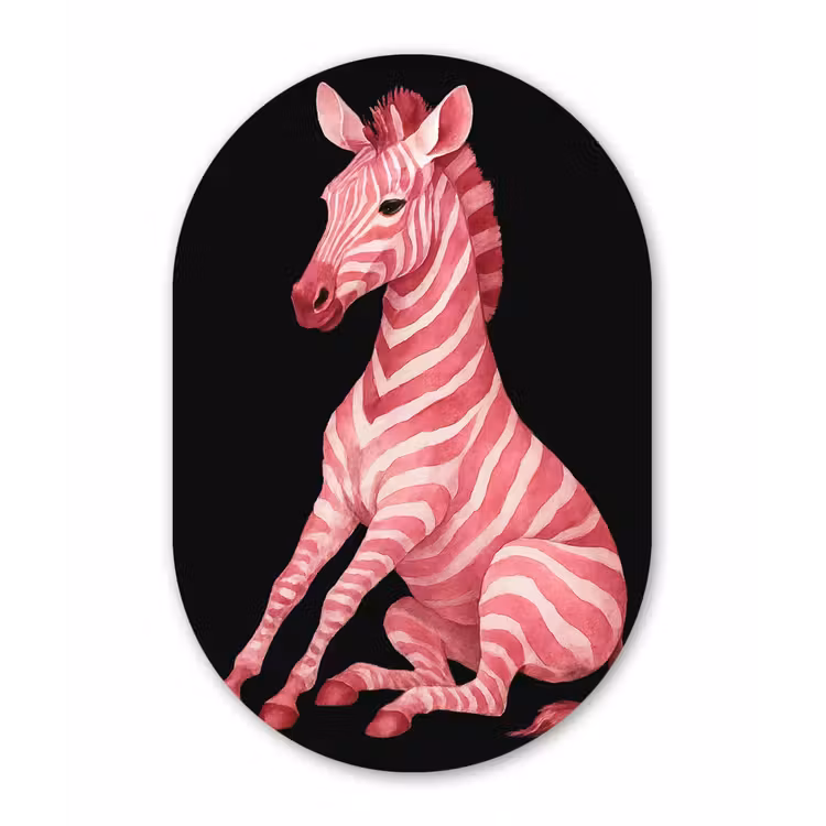 Muurovaal - Glas - Zebra - Roze - Gestreept — 1