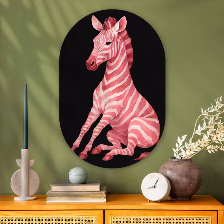 Muurovaal - Glas - Zebra - Roze - Gestreept — 2