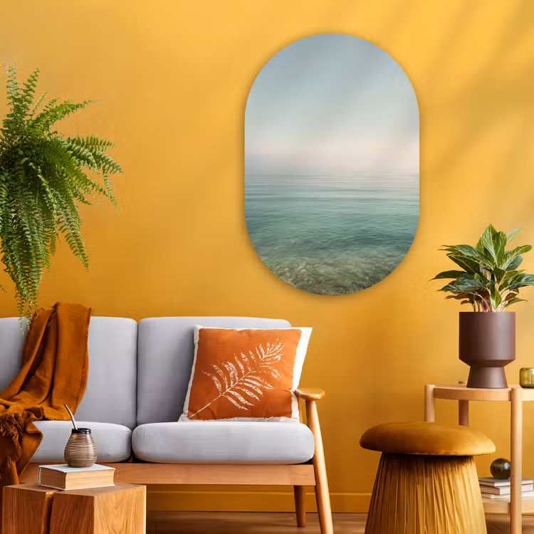 Muurovaal - Glas - Zee - Horizon - Blauw - Mist — 3