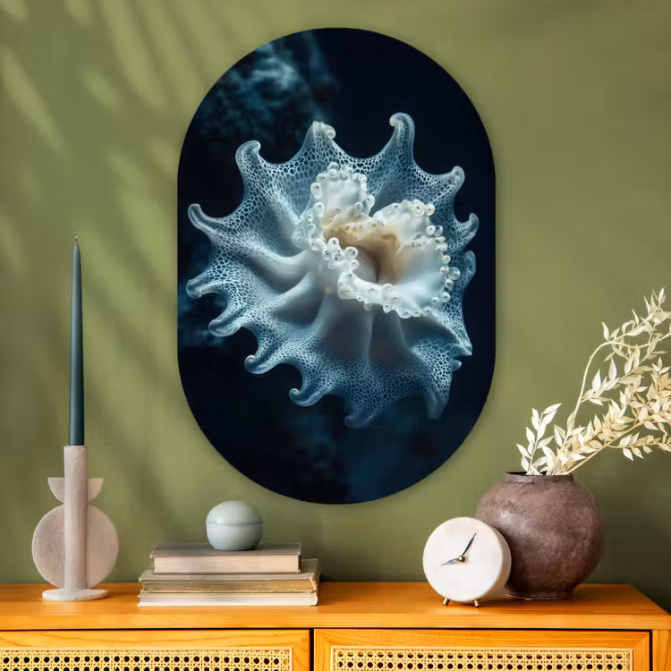 Muurovaal - Glas - Zeewezen - Wit - Golven - Water — 2
