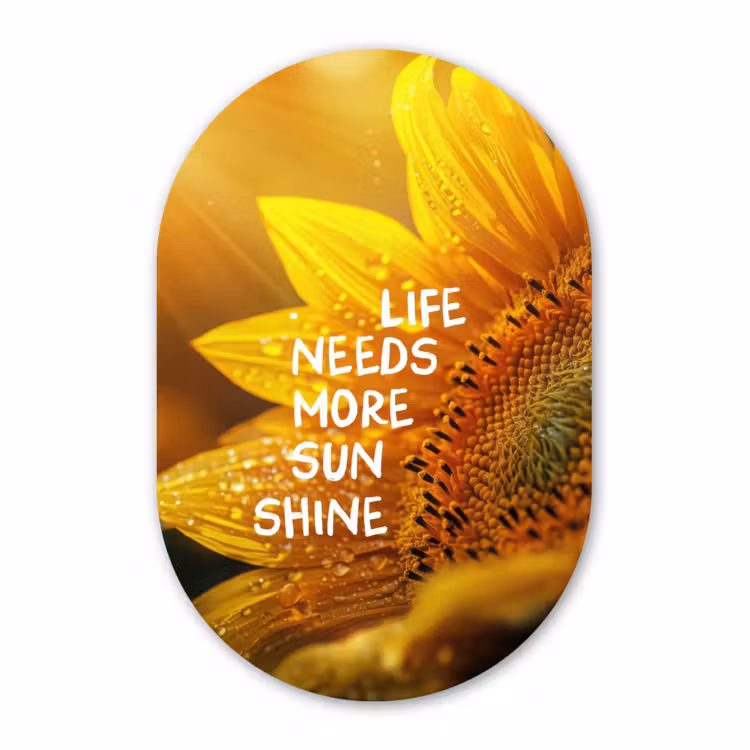 Muurovaal - Glas - Zonnebloem - Close up - Geel - Quote — 1