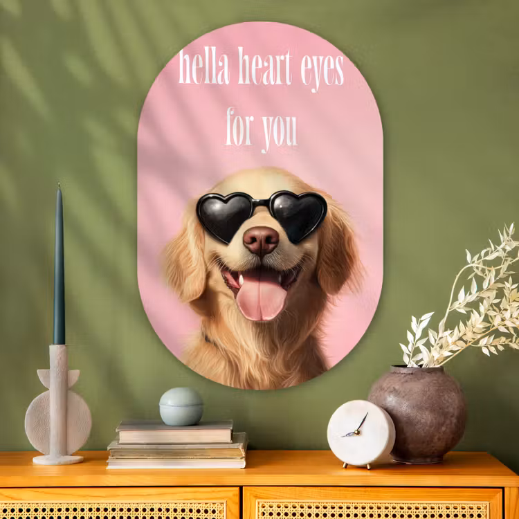 Muurovaal - Glas - Zonnebril - Hartjes - Hond - Valentijn — 2