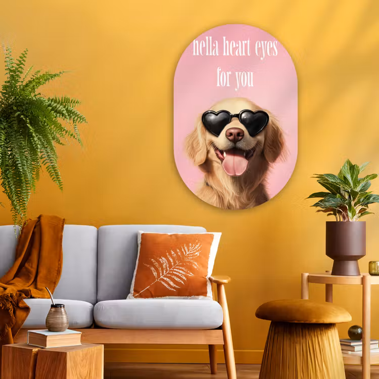 Muurovaal - Glas - Zonnebril - Hartjes - Hond - Valentijn — 3