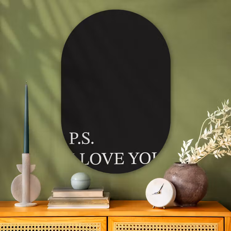 Muurovaal - Glas - Zwart - Minimalistisch - Valentijn — 2