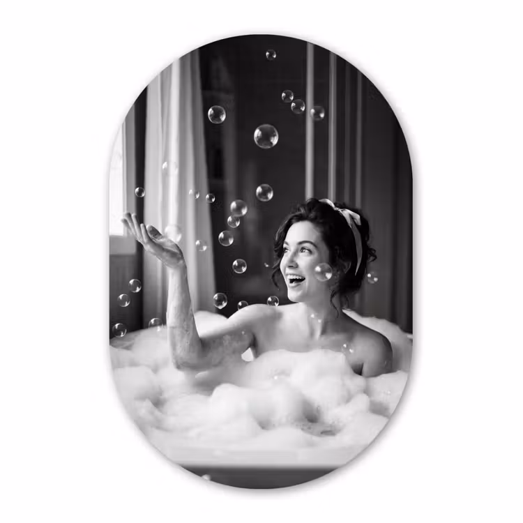 Muurovaal - Kunststof - Bad - Bubbels - Zwart - Wit — 3