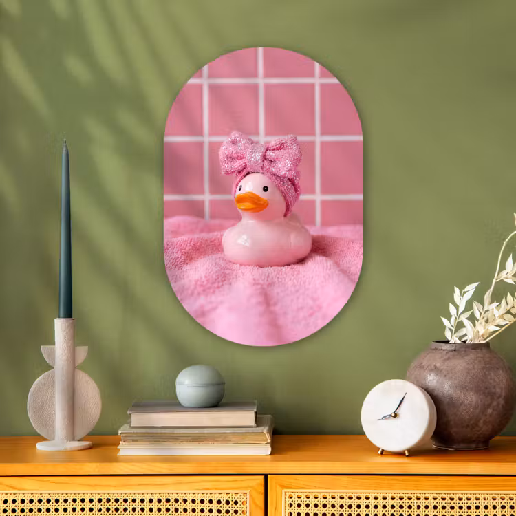 Muurovaal - Kunststof - Badeend -Strik - Roze — 3
