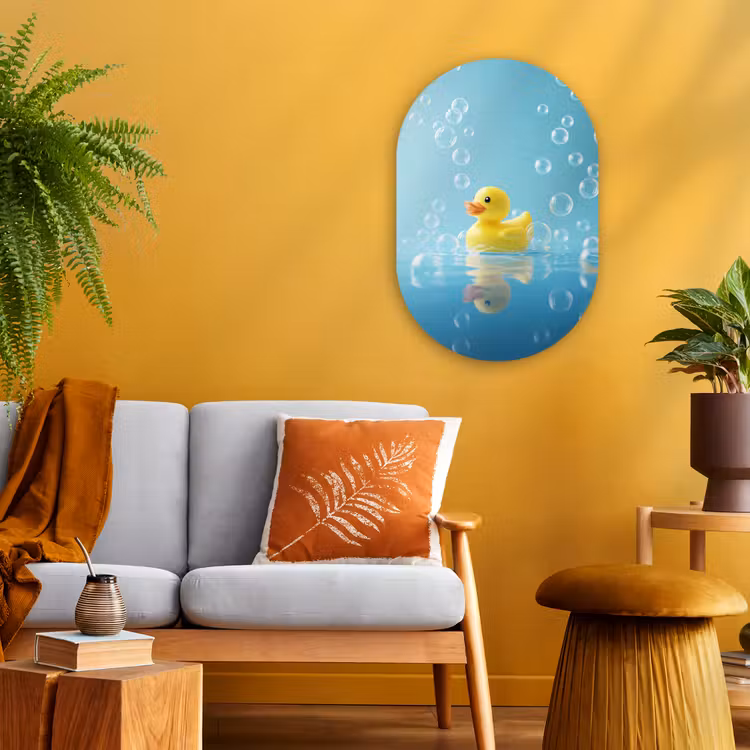 Muurovaal - Kunststof - Bubbels - Badeend - Geel — 2