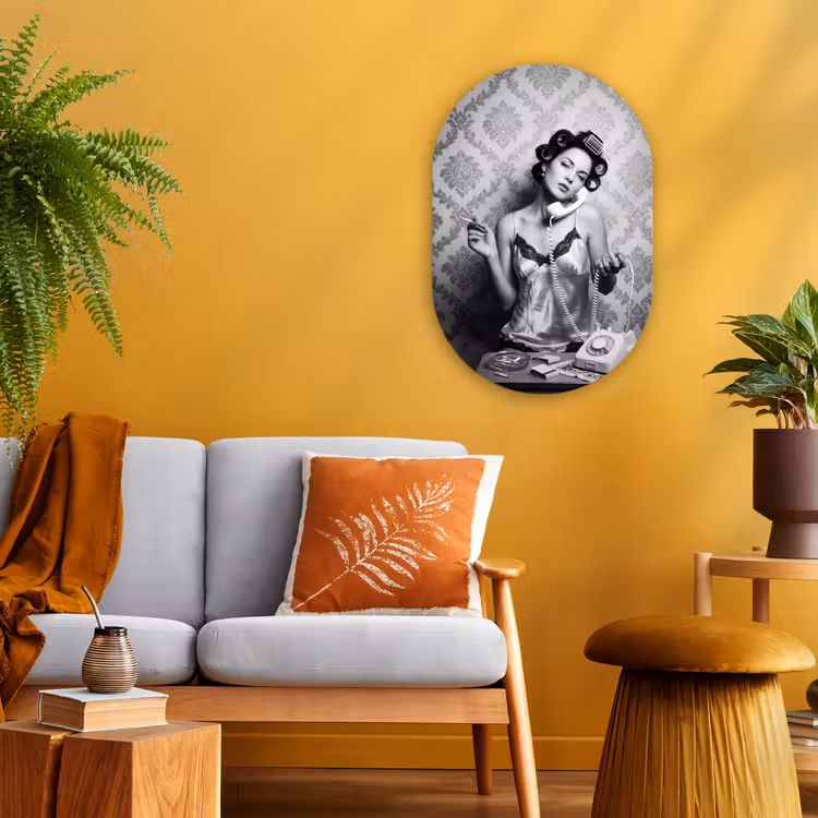 Muurovaal - Kunststof - Chic - Vrouw - Zwart - Wit — 1