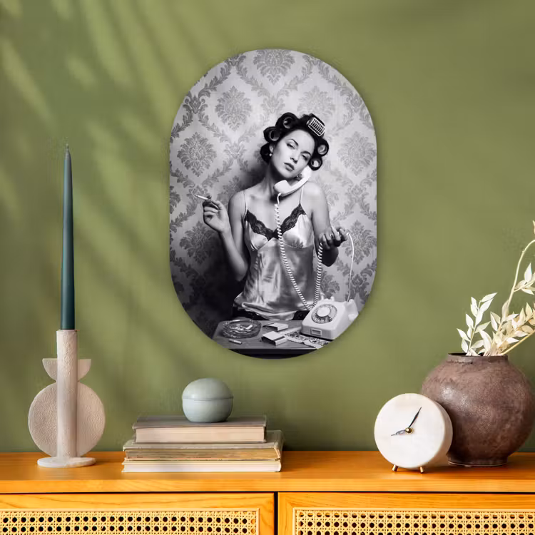 Muurovaal - Kunststof - Chic - Vrouw - Zwart - Wit — 2