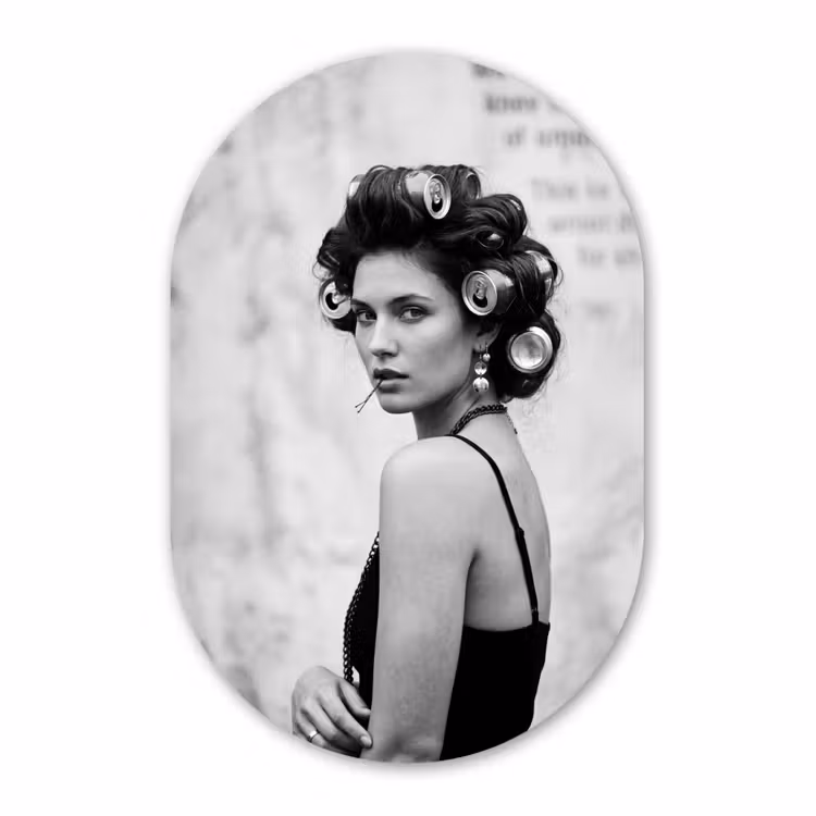 Muurovaal - Kunststof - Edgy - Vrouw - Zwart - Wit — 2