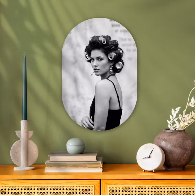 Muurovaal - Kunststof - Edgy - Vrouw - Zwart - Wit — 3